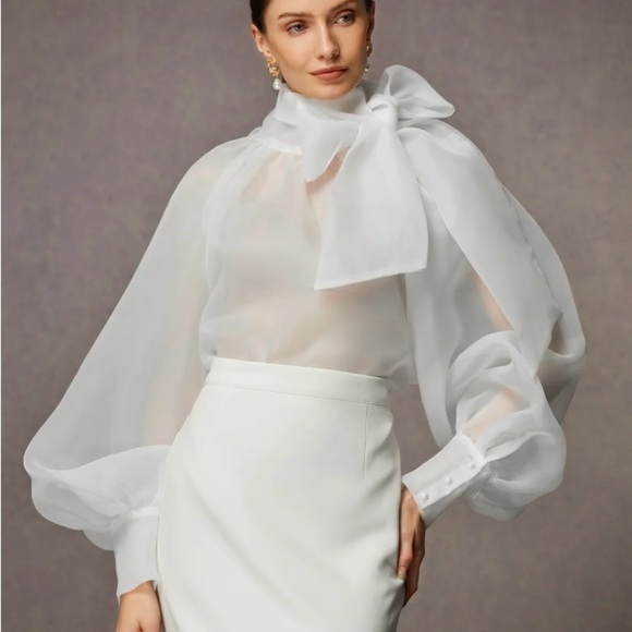 - STYLEWE White Ruffled Puff Sleeve Blouse - Picture 1 of 3